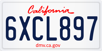 CA license plate 6XCL897