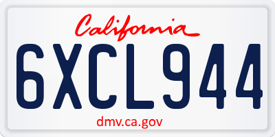 CA license plate 6XCL944