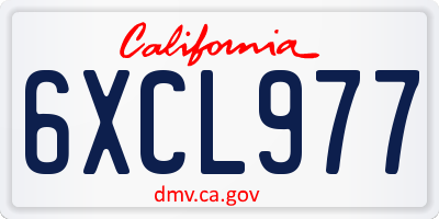 CA license plate 6XCL977