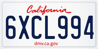 CA license plate 6XCL994