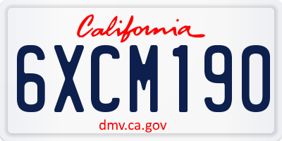 CA license plate 6XCM190