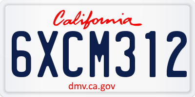 CA license plate 6XCM312