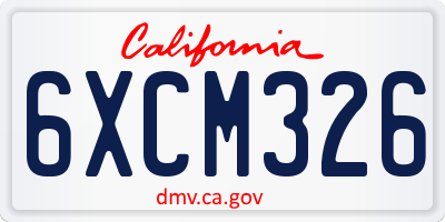 CA license plate 6XCM326
