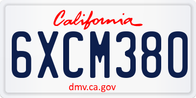 CA license plate 6XCM380