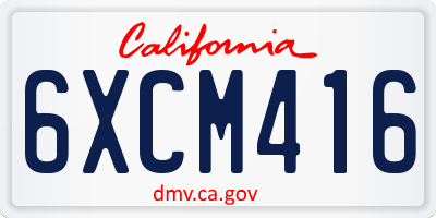 CA license plate 6XCM416