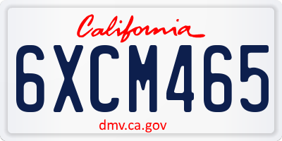 CA license plate 6XCM465