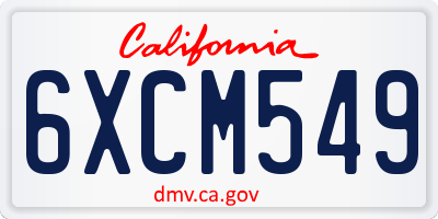 CA license plate 6XCM549
