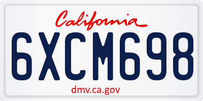 CA license plate 6XCM698
