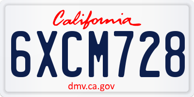 CA license plate 6XCM728