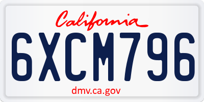 CA license plate 6XCM796