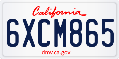 CA license plate 6XCM865
