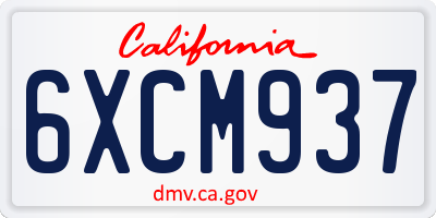 CA license plate 6XCM937