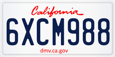 CA license plate 6XCM988