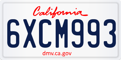 CA license plate 6XCM993