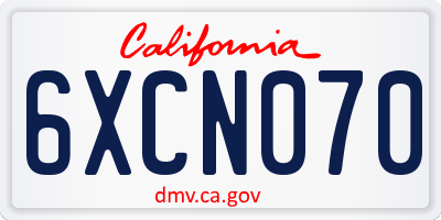 CA license plate 6XCN070