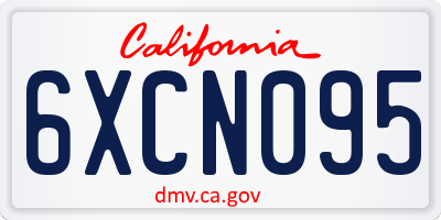 CA license plate 6XCN095
