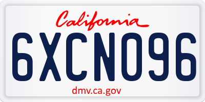 CA license plate 6XCN096