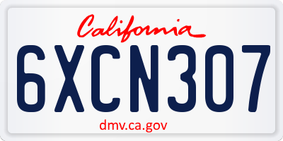 CA license plate 6XCN307