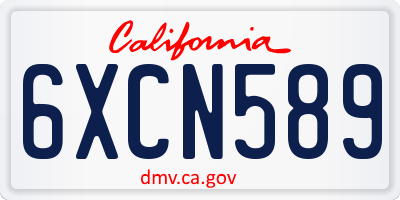 CA license plate 6XCN589