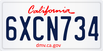 CA license plate 6XCN734