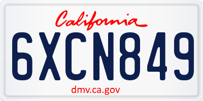 CA license plate 6XCN849