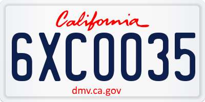 CA license plate 6XCO035