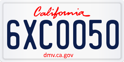 CA license plate 6XCO050