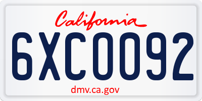 CA license plate 6XCO092