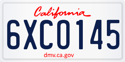 CA license plate 6XCO145