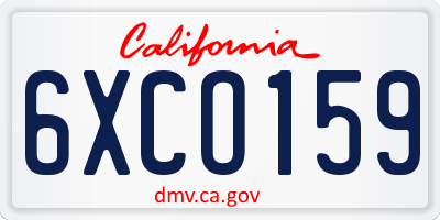CA license plate 6XCO159