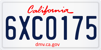 CA license plate 6XCO175