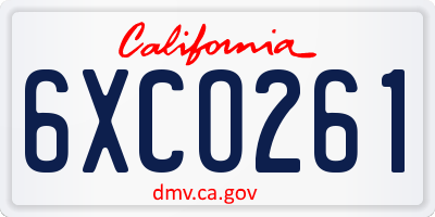 CA license plate 6XCO261