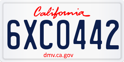 CA license plate 6XCO442