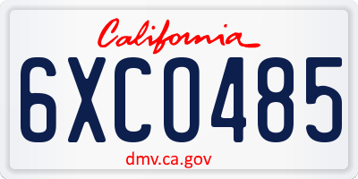 CA license plate 6XCO485