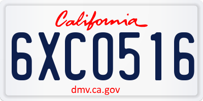 CA license plate 6XCO516