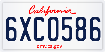 CA license plate 6XCO586