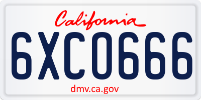CA license plate 6XCO666