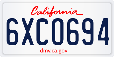 CA license plate 6XCO694