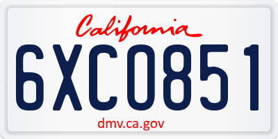 CA license plate 6XCO851