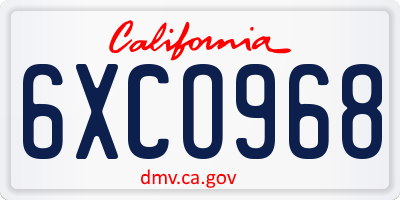CA license plate 6XCO968