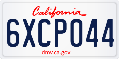 CA license plate 6XCP044
