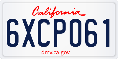 CA license plate 6XCP061
