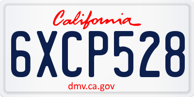 CA license plate 6XCP528