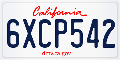 CA license plate 6XCP542
