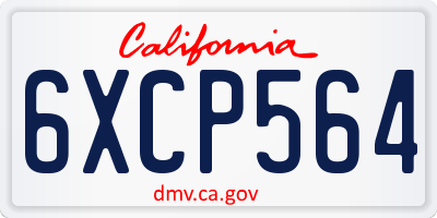 CA license plate 6XCP564