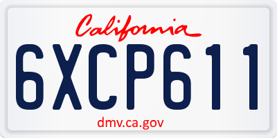 CA license plate 6XCP611