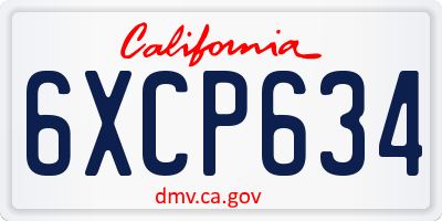 CA license plate 6XCP634