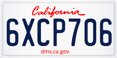CA license plate 6XCP706