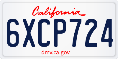 CA license plate 6XCP724