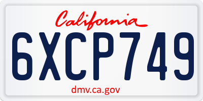 CA license plate 6XCP749